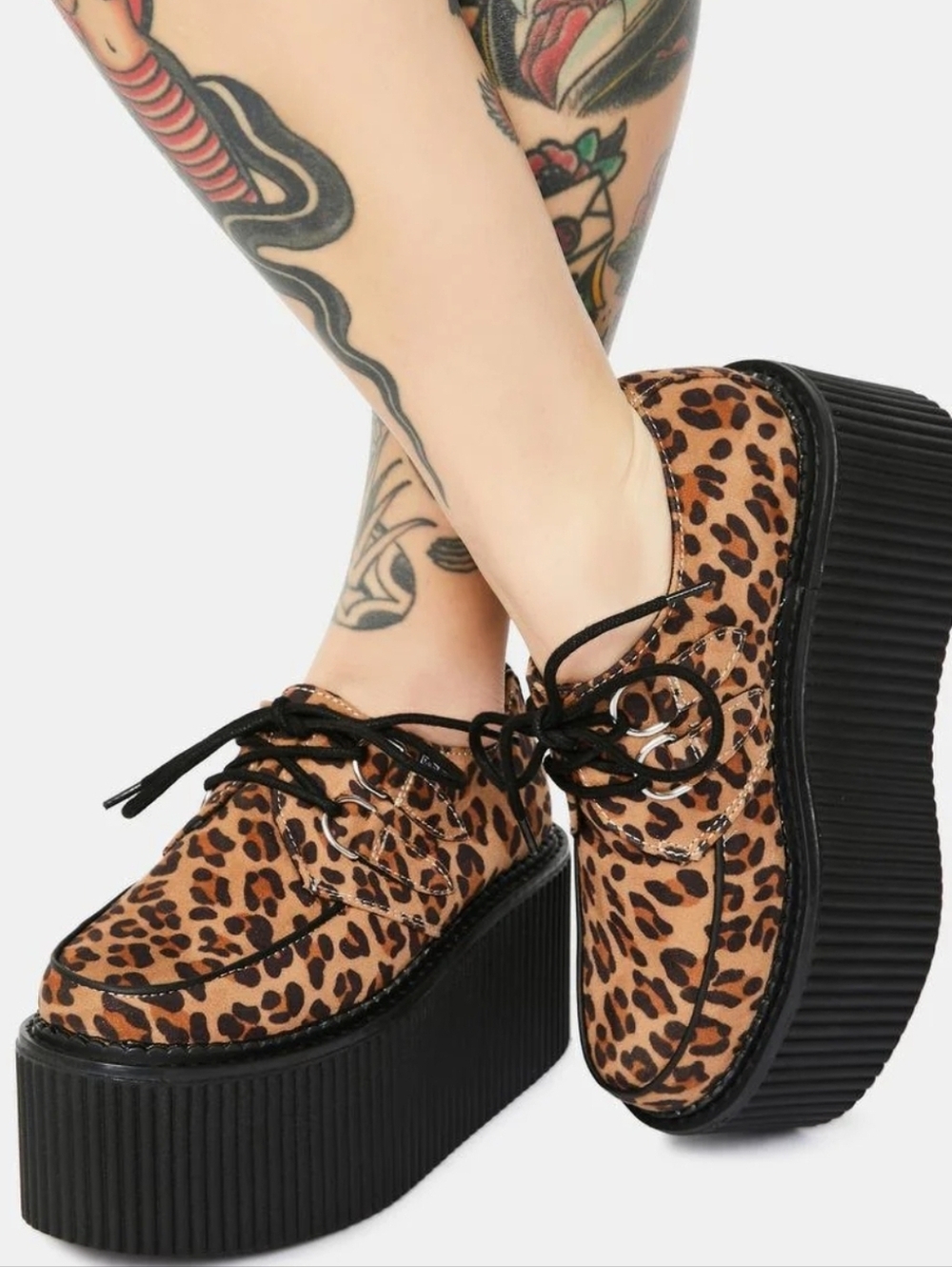 T.U.K - Leopard Print Platform Creepers Women's Size 7